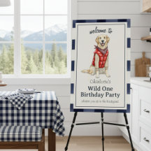 Gingham Wild One Golden Retriever 1st Birthday