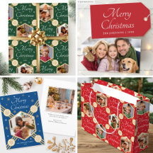 Elegant Winter Snowflake & Photo Collage Holiday