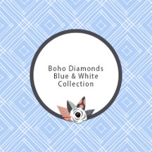 Trendy Blue & White Boho Diamonds Pattern