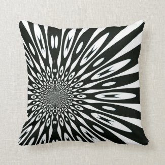 Trippy Black White Optical Pattern Cushion