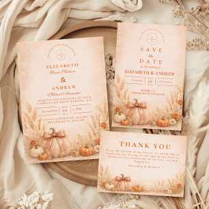 Coquette Bow Pumpkin Autumn Wedding RSVP Card