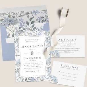 Blue Hydrangeas Watercolor Wedding Invitation