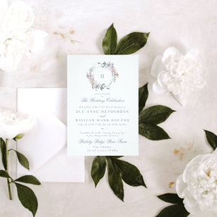 Romantic Floral Wreath Watercolor Monogram Enclosure Card