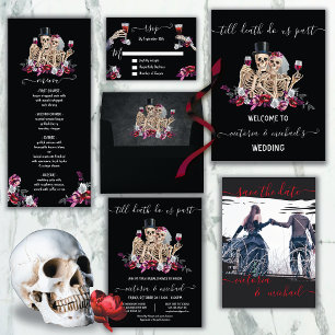 Gothic Black Floral Wedding Photo All In One Invit All In One Invitation