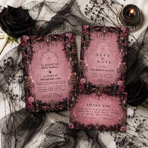 Whimsical Pink Goth Wedding Save The Date