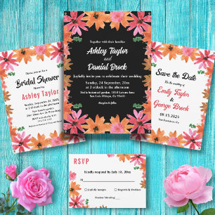 Elegant Boho Country Roses Floral Fall Wedding Save The Date