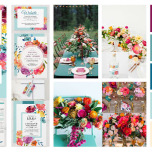 Bright Summer colourful triangle floral Wedding I  Invitation