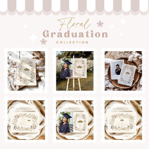 Elegant Vintage Botanical Floral Graduation Invitation