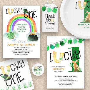 St Patricks Lucky One Horseshoe and Shamrock Party Napkin