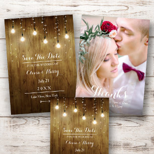 Rustic String Of Lights Country Wedding Invitation