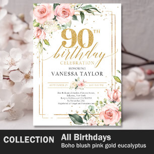 Watercolor blush pink floral 40th birthday welcome poster