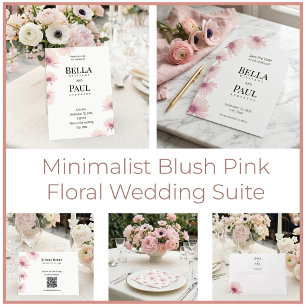 Elegant Blush Pink Floral Fine Art Wedding Invitation
