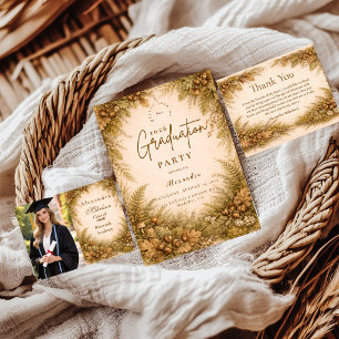Vintage Woodland Autumn Graduation Party Invitation