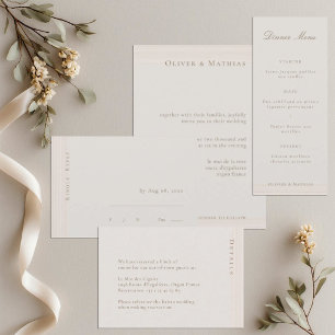 Champagne Gold Modern Minimalist Wedding RSVP  Invitation