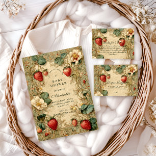 Strawberry Garden Cottagecore Baby Shower Invitation