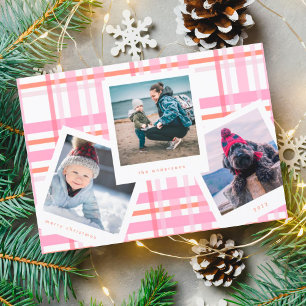 Multi Photo Booth Frame   Gingham Merry Christmas Holiday Card