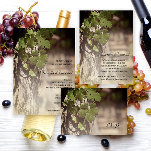 Natural Grape Leaves Vineyard Wedding RSVP Card