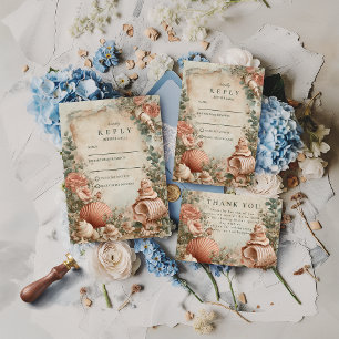 Coastal Seashell Botanical Elegance Save The Date