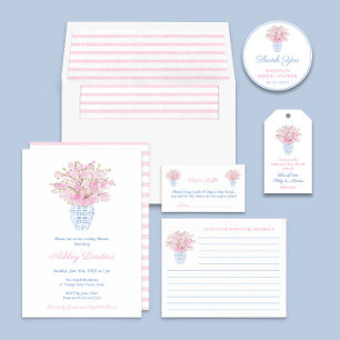 Elegant Baby Girl Shower Ginger Jar Diaper Raffle Enclosure Card