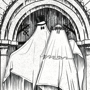 Together Forever Ghost Couple Address Label