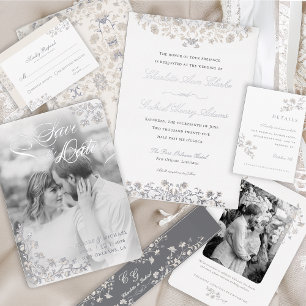 Elegant Vintage Victorian Foil Wedding Invitation 