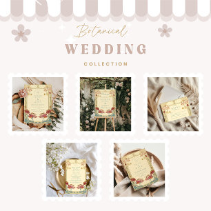 Lotus Art Nouveau Floral Wedding Thank You Card