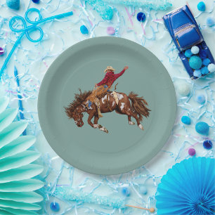 Silver spurs paper plate