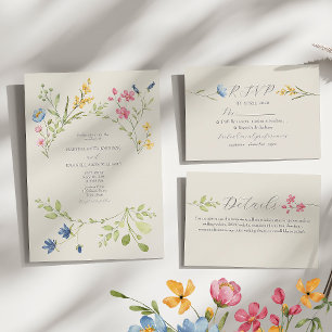 Watercolor Wildflower Boho Wedding Invitation