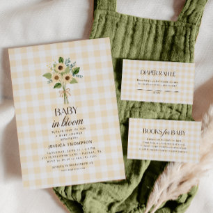 Autumn Baby in Bloom Gingham Sunflower Baby Shower Invitation