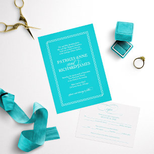Purist Blue Simple Elegant Formal Wedding Invitation