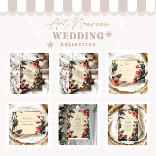  Art Nouveau Vintage Floral Wedding Invitation