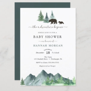 Adventure Begins Bear Baby Shower Invitation