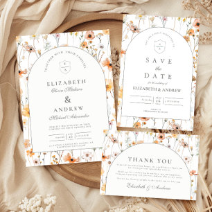 Minimalist Floral Arch Wedding Invitation