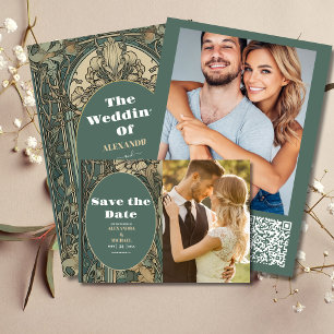 Vintage Floral Art Nouveau Wedding Menu