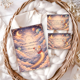 Celestial Astronaut Clouds Baby Shower Invitation