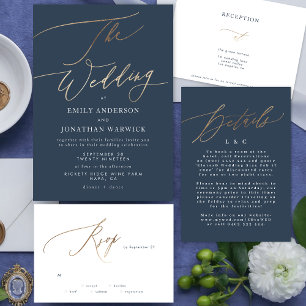 Navy Blue Elegant Gold The Wedding