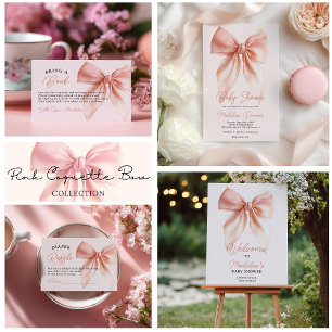 Blush Coquette Bow Diaper Raffle Baby Shower Enclosure Card