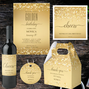 Adults birthday party elegant gold minimalist invitation