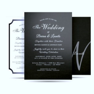 Simple Yet Elegant: Black Linen w/ Monogram Invitation
