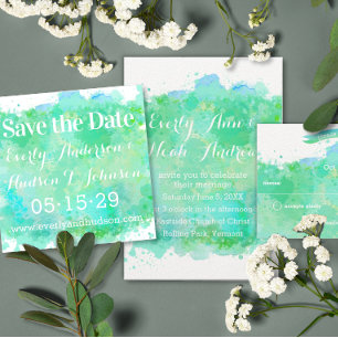 Rose Quartz and Lavender Watercolor Wedding Invitation