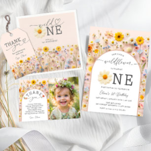 Wild One Colourful Wildflower 1st Birthday Invitation