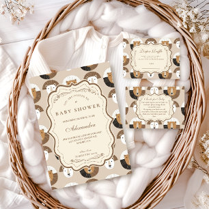 Scandinavian Safari Lion Baby Shower Invitation