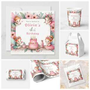 Enchanted Pink Fairy garden - Birthday  Wrapping Paper