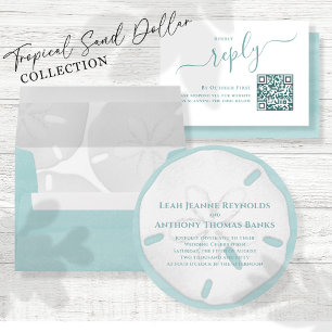 Elegant Wedding Minimalist Sand Dollar RSVP Online Enclosure Card