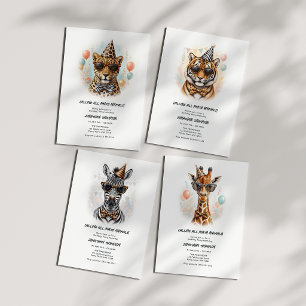 Party Animals Funny Leopard Kids Birthday Party Invitation
