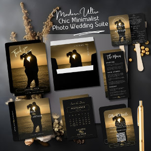 Modern Ultra Chic Minimal Photo Wedding Details Enclosure Card