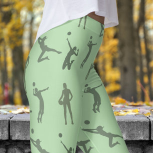 Stylish Azure Blue Womens Volleyball Pattern Leggings