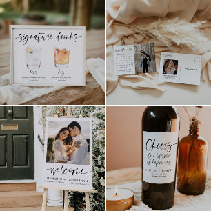 modern signature drinks wedding sign bar sign