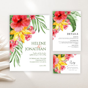 Floral Tropical Destination Wedding Save The Date