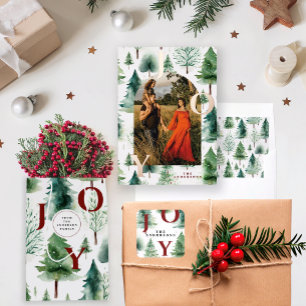 Christmas Trees Greenery Holiday Joy Square Sticker